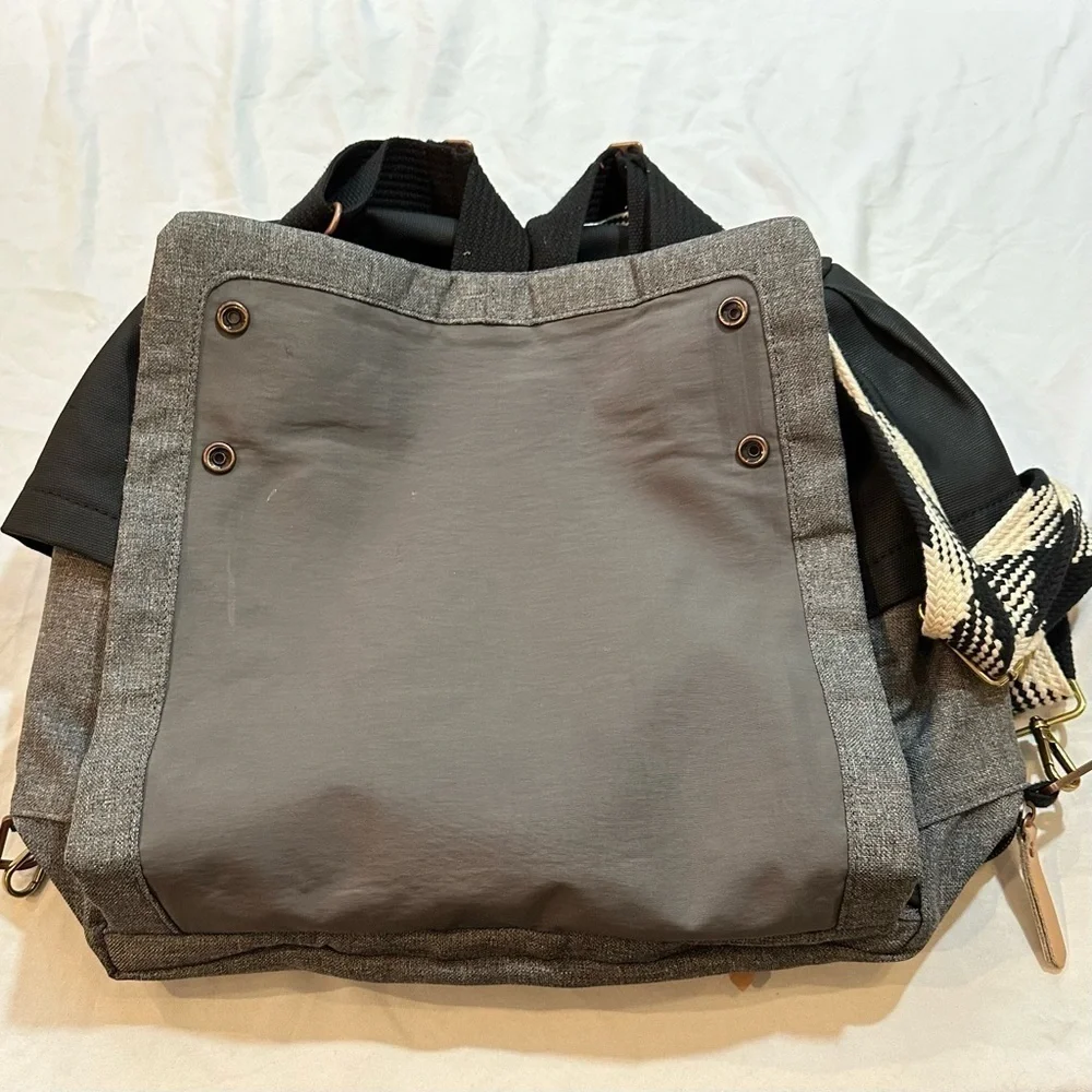 Petunia Pickle Bottom boxy backpack diaper bag graphite/black gingham strap